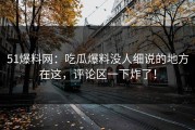 51爆料网：吃瓜爆料没人细说的地方在这，评论区一下炸了！
