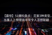 【震惊】51爆料盘点：花絮3种类型，当事人上榜理由非常令人浮想联翩
