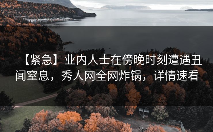 【紧急】业内人士在傍晚时刻遭遇丑闻窒息，秀人网全网炸锅，详情速看