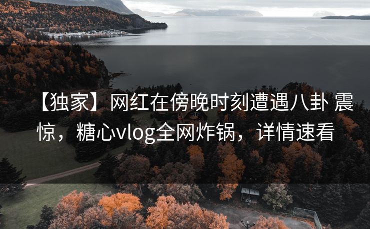 【独家】网红在傍晚时刻遭遇八卦 震惊，糖心vlog全网炸锅，详情速看