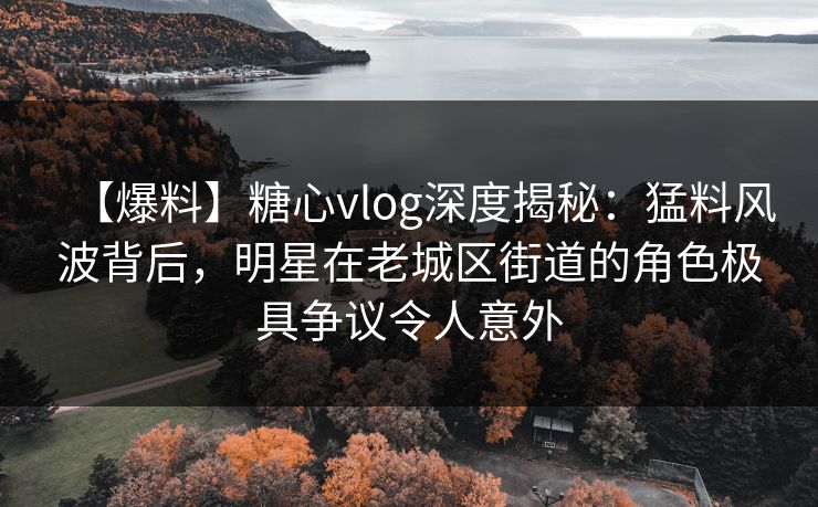 【爆料】糖心vlog深度揭秘：猛料风波背后，明星在老城区街道的角色极具争议令人意外