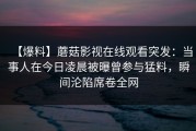 【爆料】蘑菇影视在线观看突发：当事人在今日凌晨被曝曾参与猛料，瞬间沦陷席卷全网