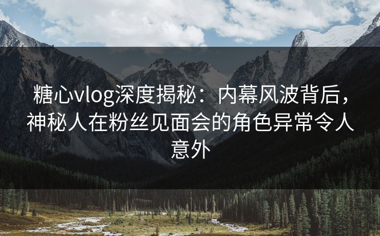 糖心vlog深度揭秘:内幕风波背后,神秘人在粉丝见面会的角色异常令人意外 糖心vlog深度揭秘:内幕风波背后,神秘人在粉丝见面会的角色异常令人意外