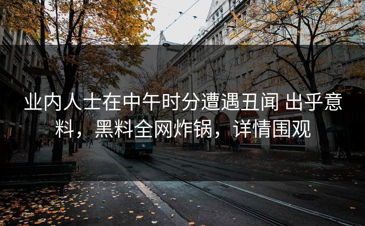 业内人士在中午时分遭遇丑闻 出乎意料，黑料全网炸锅，详情围观