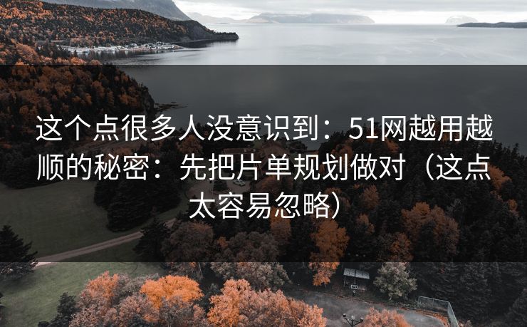 这个点很多人没意识到：51网越用越顺的秘密：先把片单规划做对（这点太容易忽略）